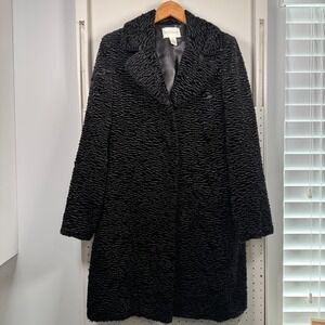 White House Black Market Textured Coat‎ Women's Faux Persian Lamb - Medium